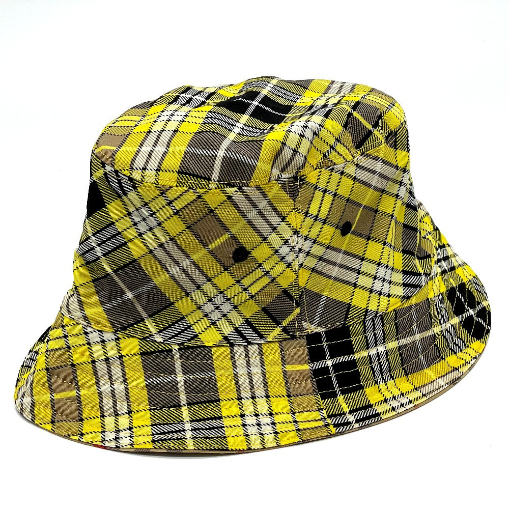 Burberry Hat 8036994 Wool Yellow X Brown Vintage Check Reversible Unisex(Unisex) M