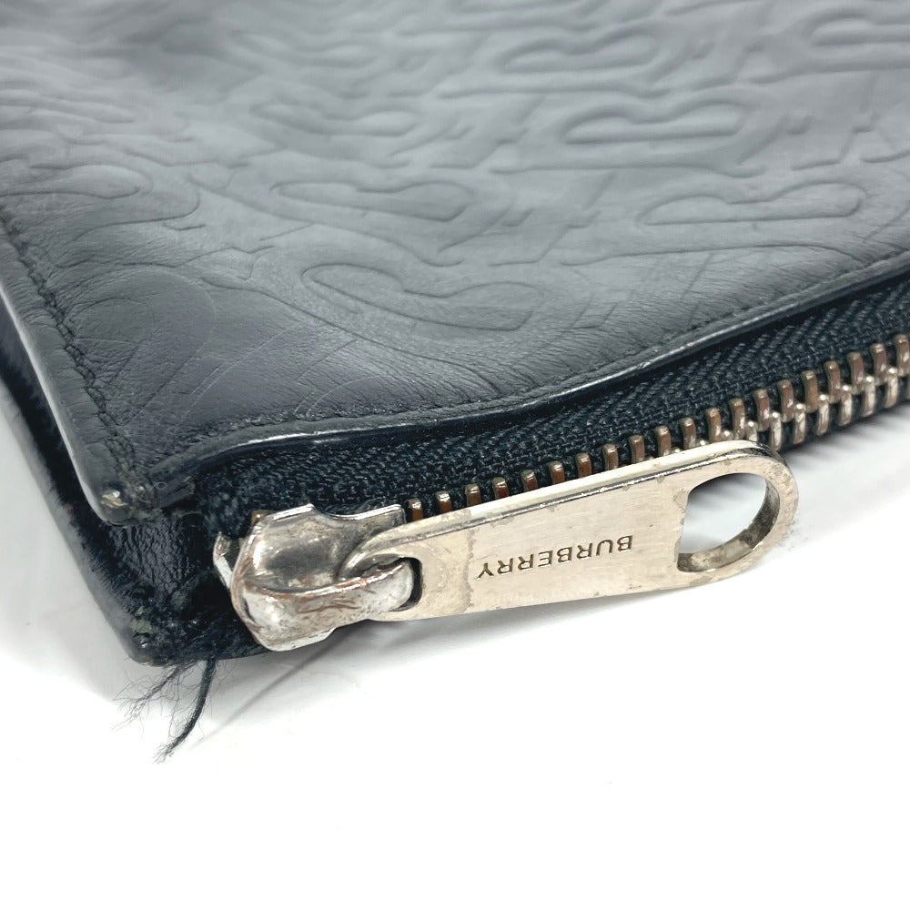 Burberry Clutch Bag Leather Black Tb Logo Mens