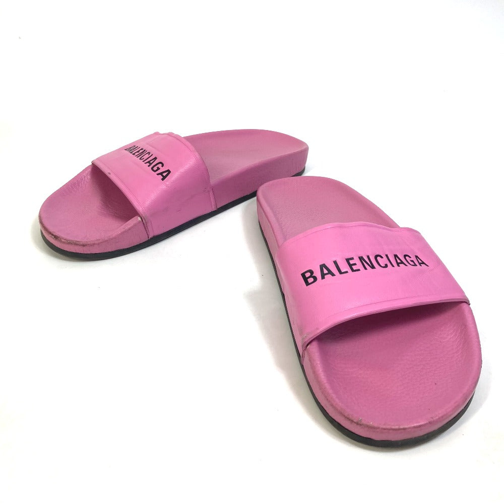 Balenciaga Sandals 517226 Leather Pink Logo Women 38