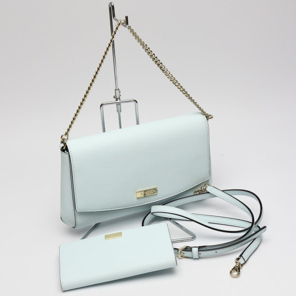 Kate Spade Shoulder Bag Leather Light Blue Handbag Crossbody 3Way Women