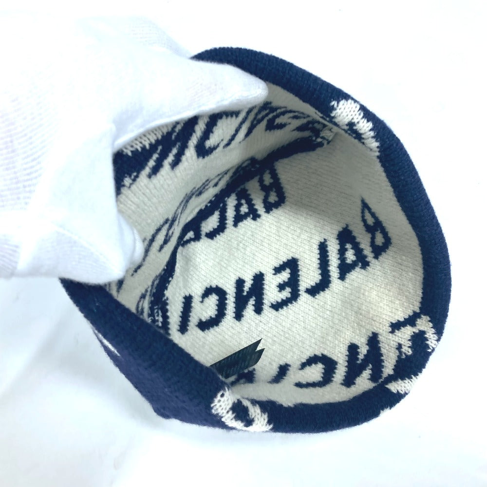 Balenciaga Knit Hat 633717 Wool Navy By Color Logo Mens