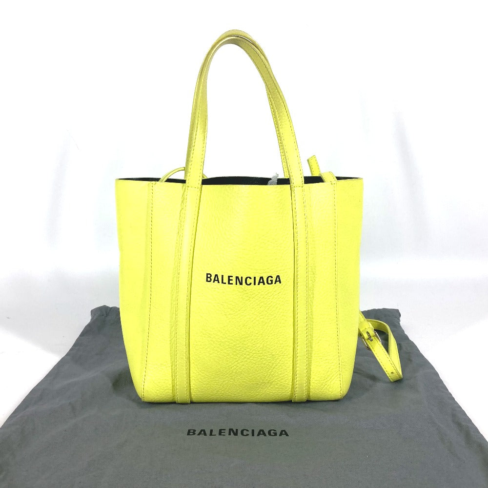 Balenciaga Shoulder Bag 551815 Leather Yellow Logo Everyday Tote Bag Xxs Women