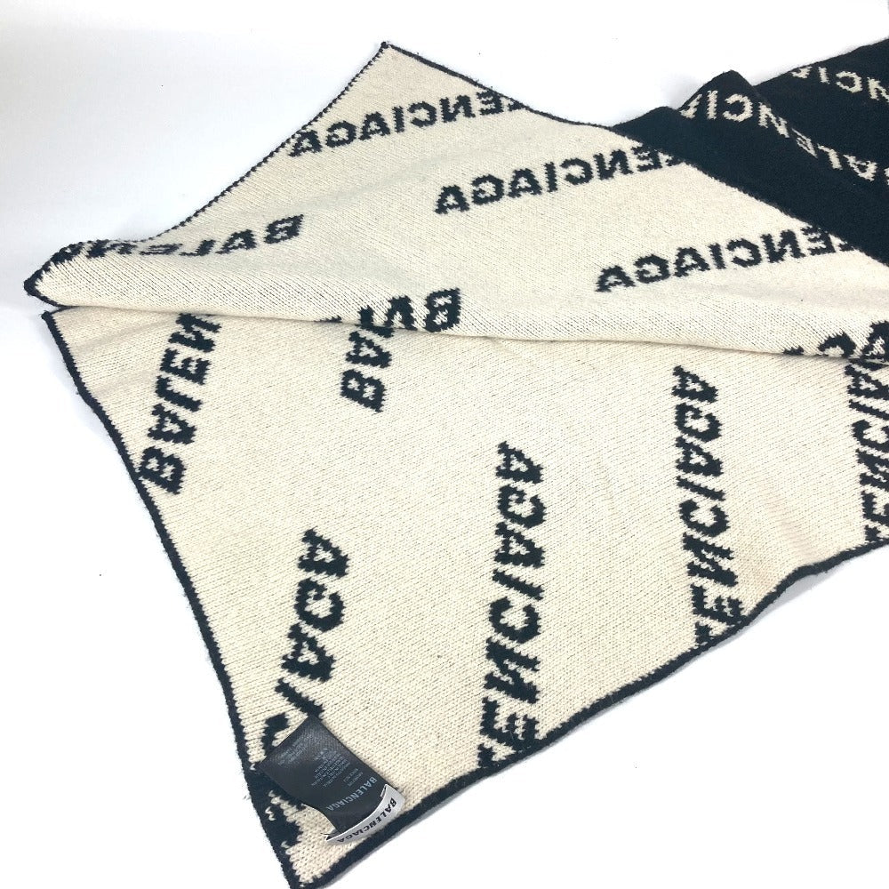 Balenciaga Scarf 555276 Wool, Camel Black Logo