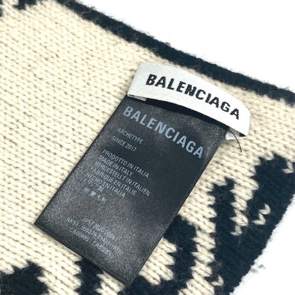 Balenciaga Scarf 555276 Wool, Camel Black Logo