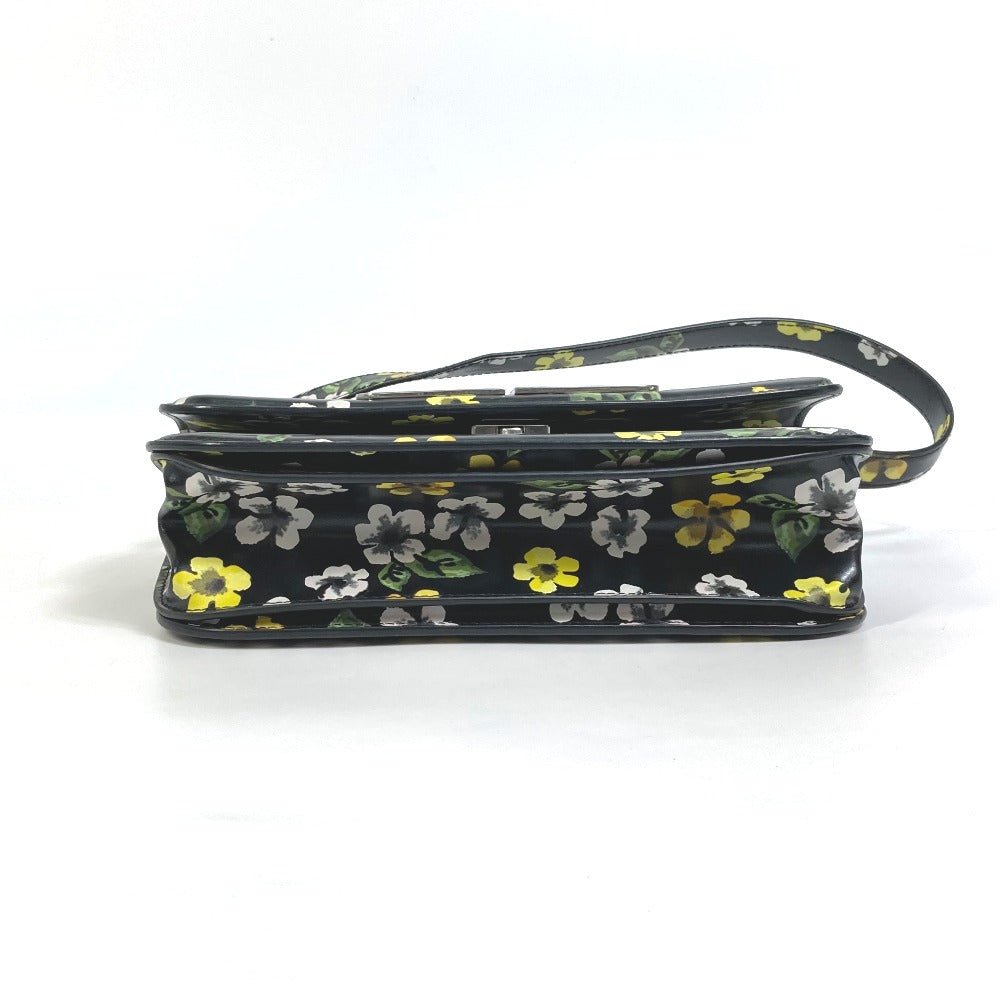 Balenciaga Shoulder Bag 674693 Leather Black Gossip Gossip Flower