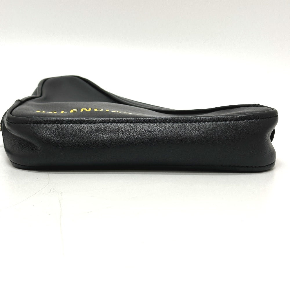 Balenciaga Pouch 476976 Leather Black Triangle Triangle Mens