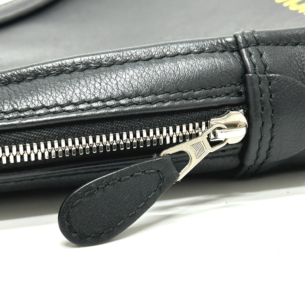 Balenciaga Pouch 476976 Leather Black Triangle Triangle Mens