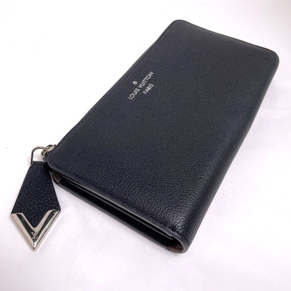 Louis Vuitton Long Wallet Purse N60146 Leather Noir Voca Stains All Leather Parnasea Portefeuille
