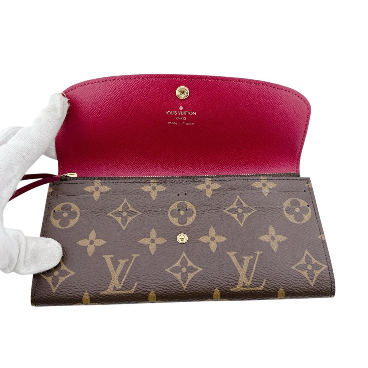 Louis Vuitton Long Wallet Purse M60136 Monogram Canvas Brown X Rouge 2 Fold Long Wallet Monogram