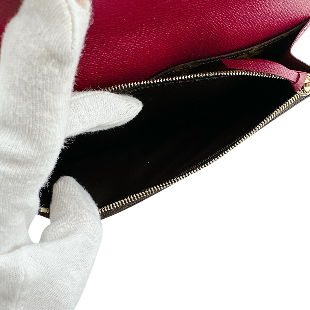 Louis Vuitton Long Wallet Purse M60136 Monogram Canvas Brown X Rouge 2 Fold Long Wallet Monogram