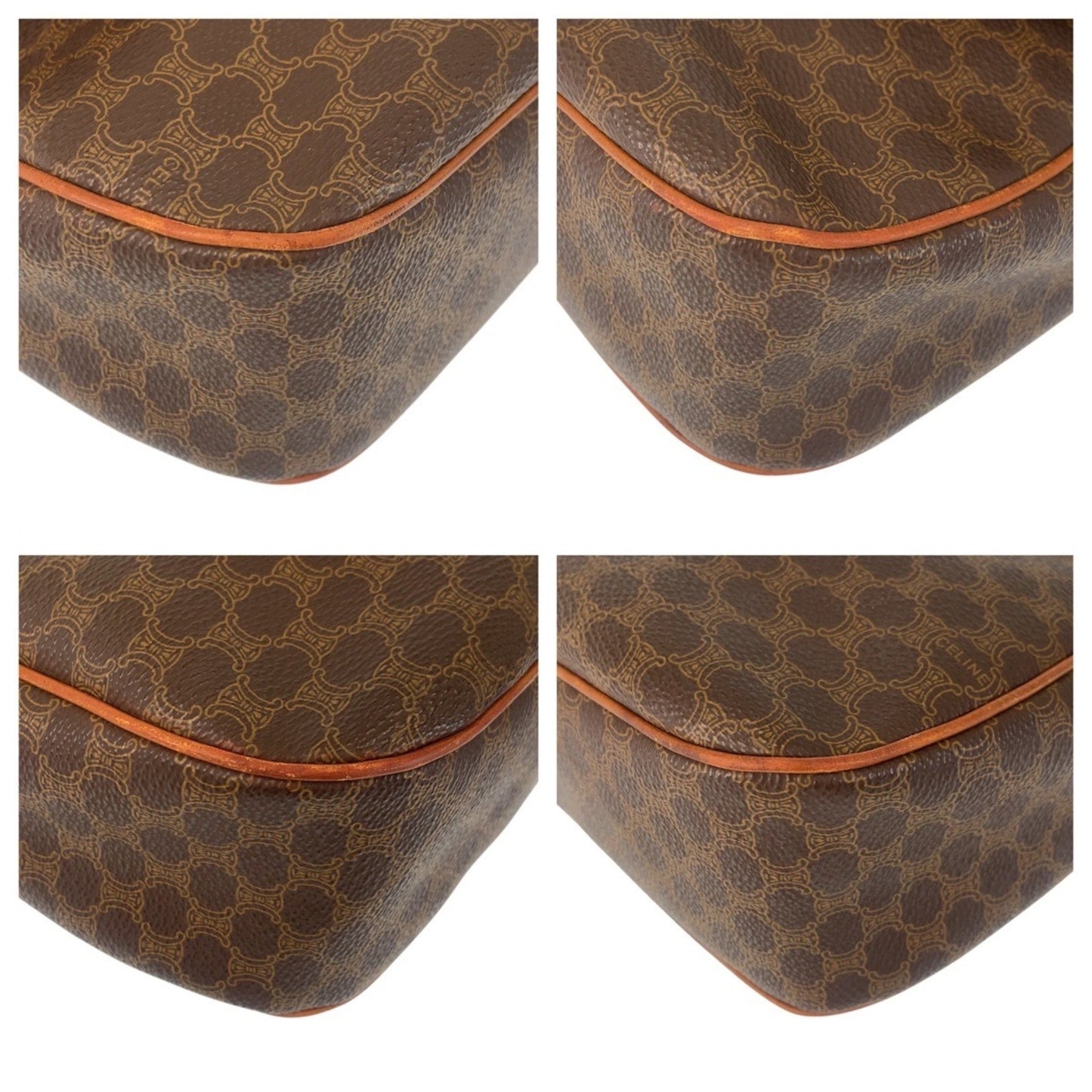 Celine Vintage Macadam Circle Logo Metal Fittings Brown Gold Leather Jmb11 Shoulder Bag Messenger