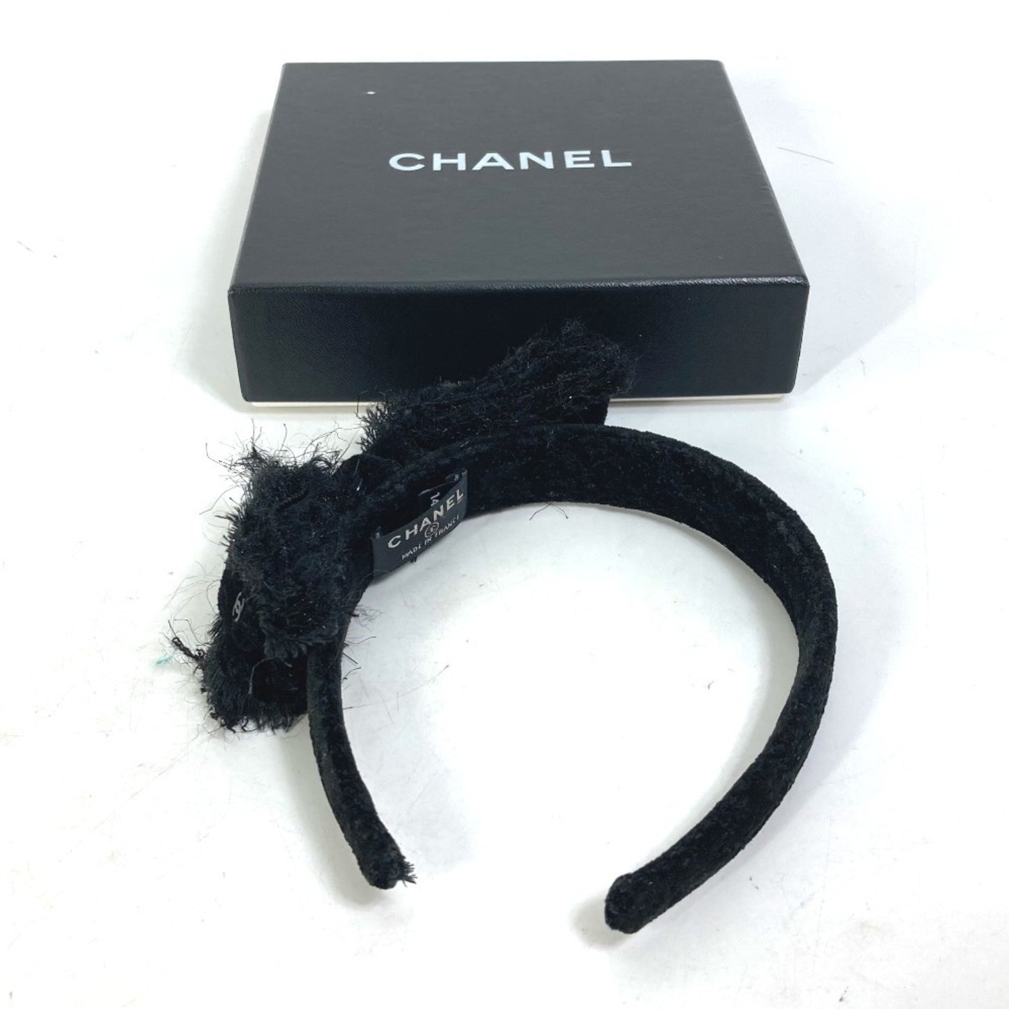 Chanel 14K Ribbon Cc Coco Mark Hairband Headband Tweed