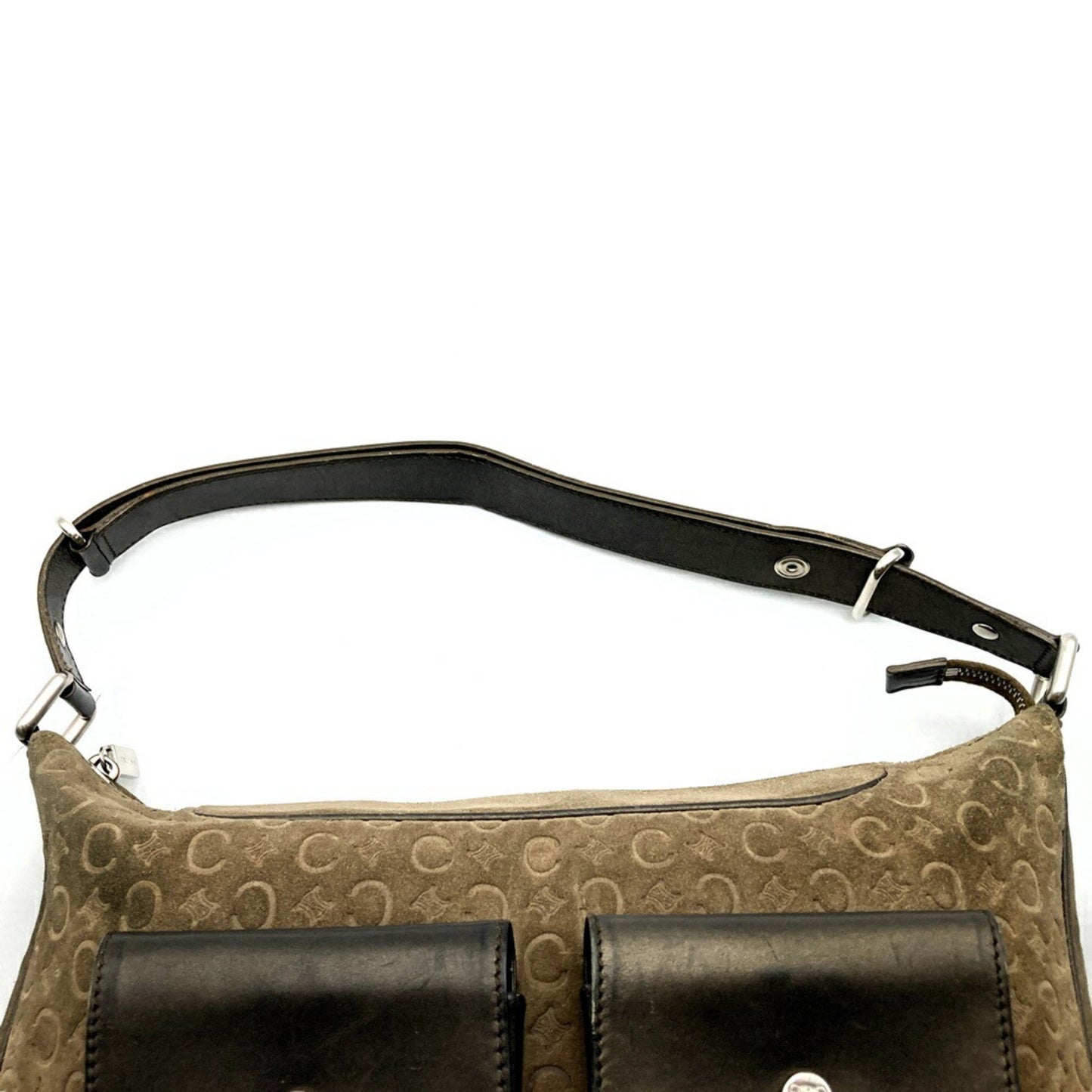 Celine Ce00 22 Handbag Shoulder Bag C Macadam Suede Leather Brown