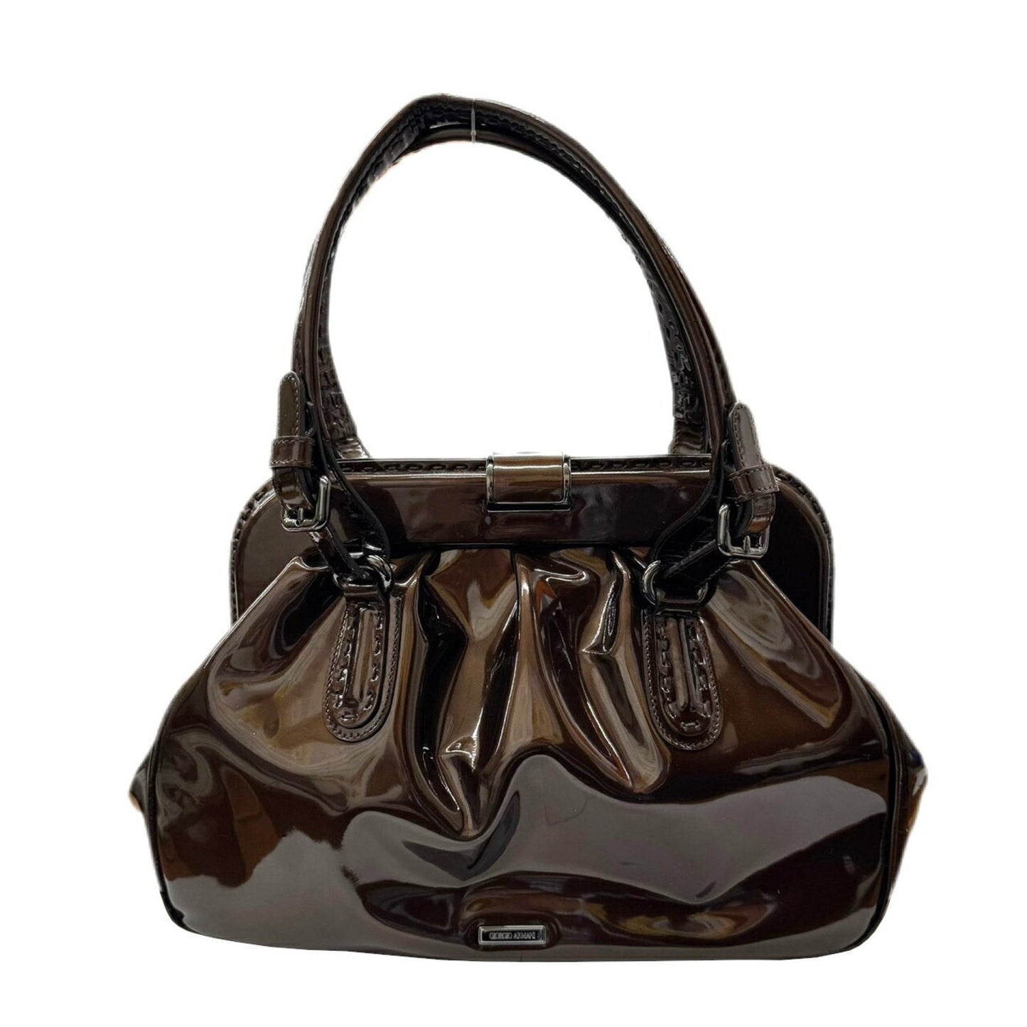 Giorgio Armani Giorgio Armani Handbag Enamel Gamaro Brown Patent