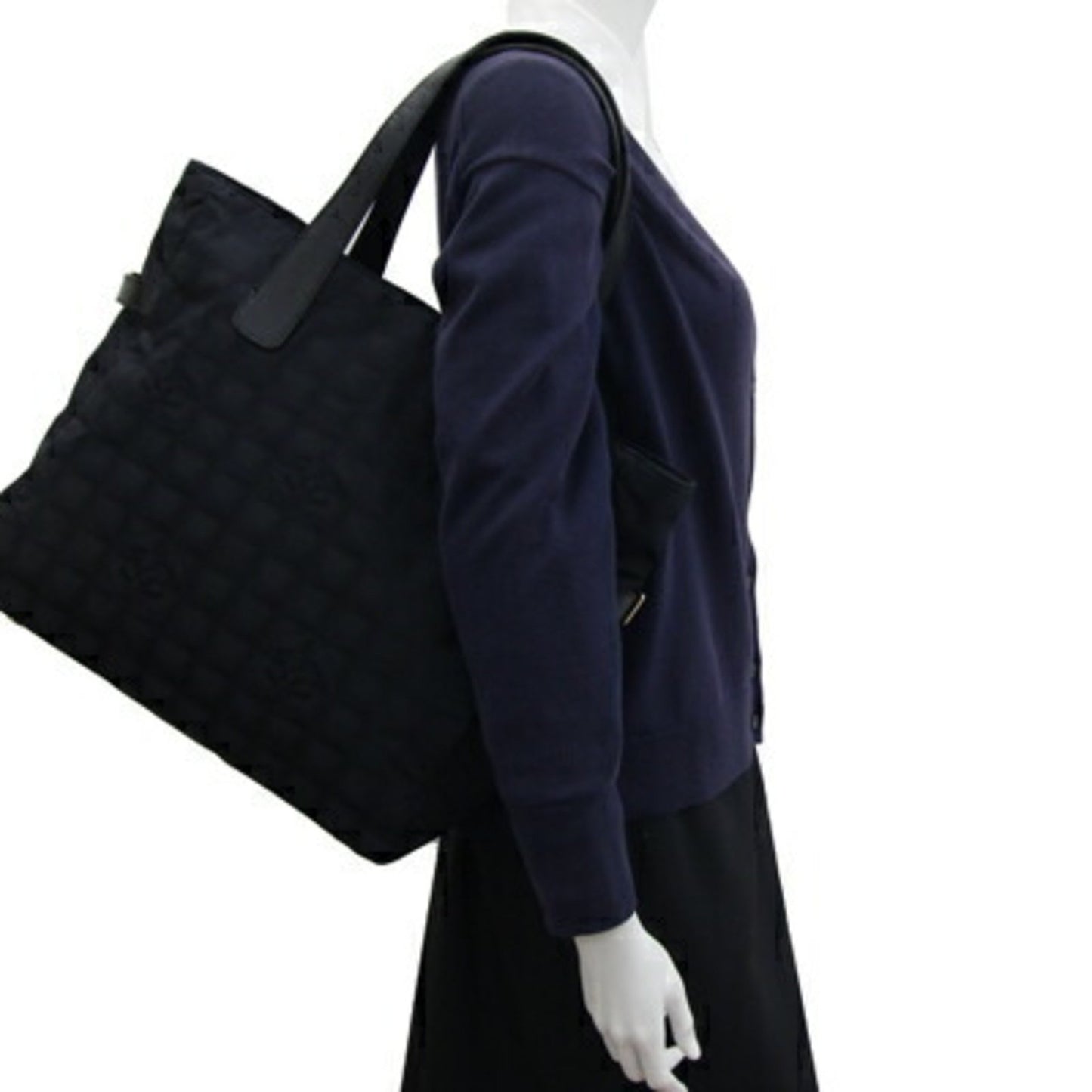 Chanel Tote Bag New Travel Line Gm A15825 Black Nylon Leather Coco Mark