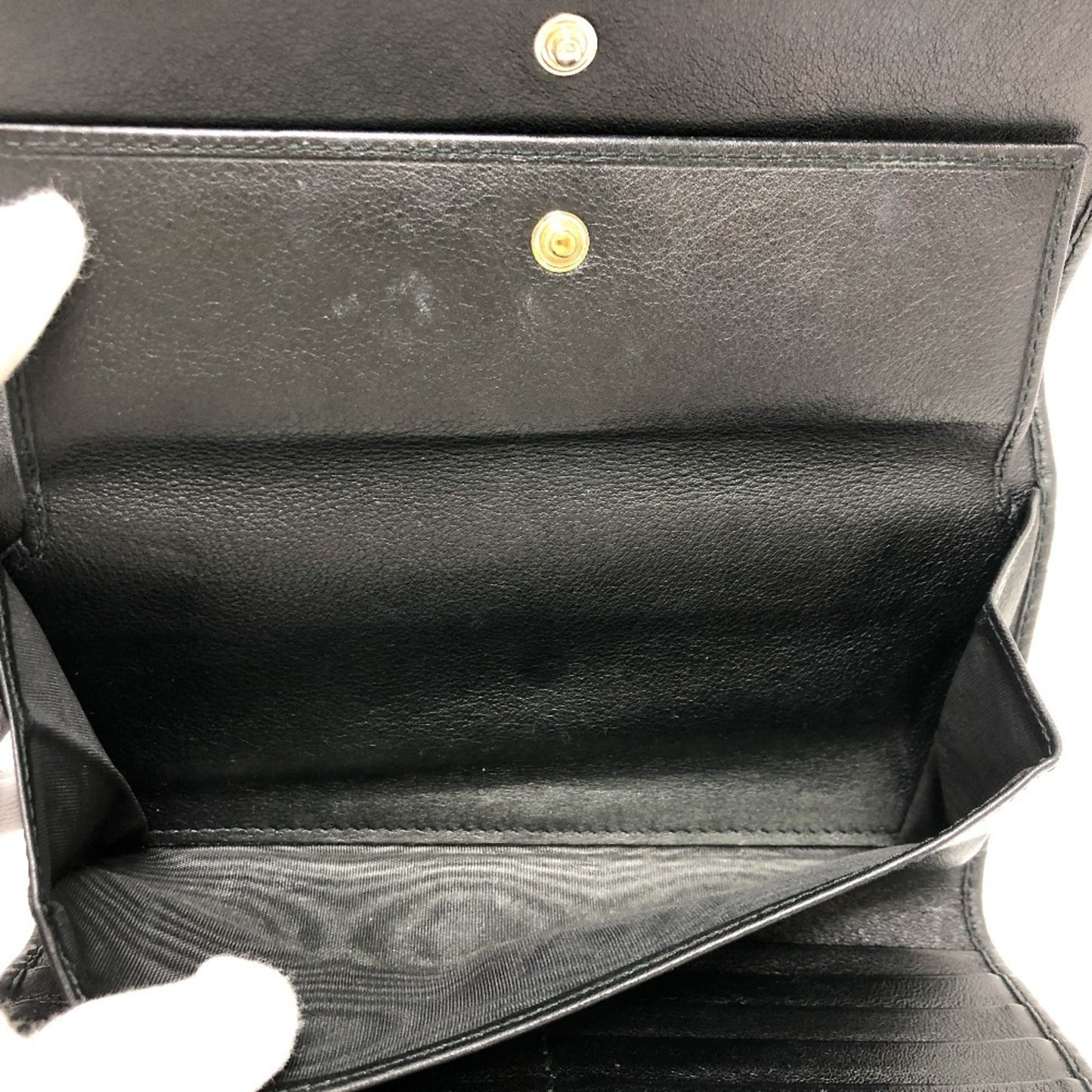 Gucci 257303 Shima Line Gg Wallet Long Embossed All-Over Pattern Tri-Fold Leather