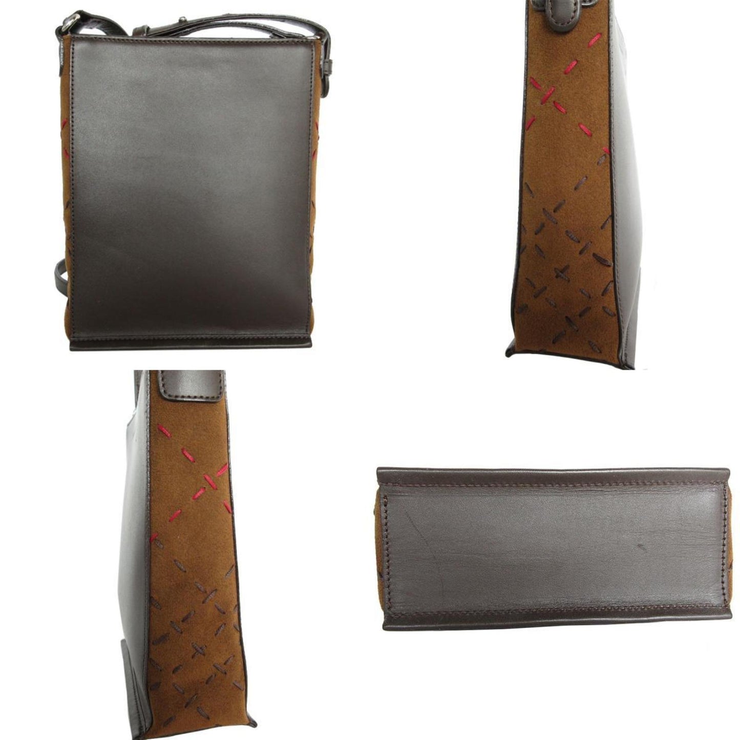 Burberry Shoulder Bag Leather Suede Brown