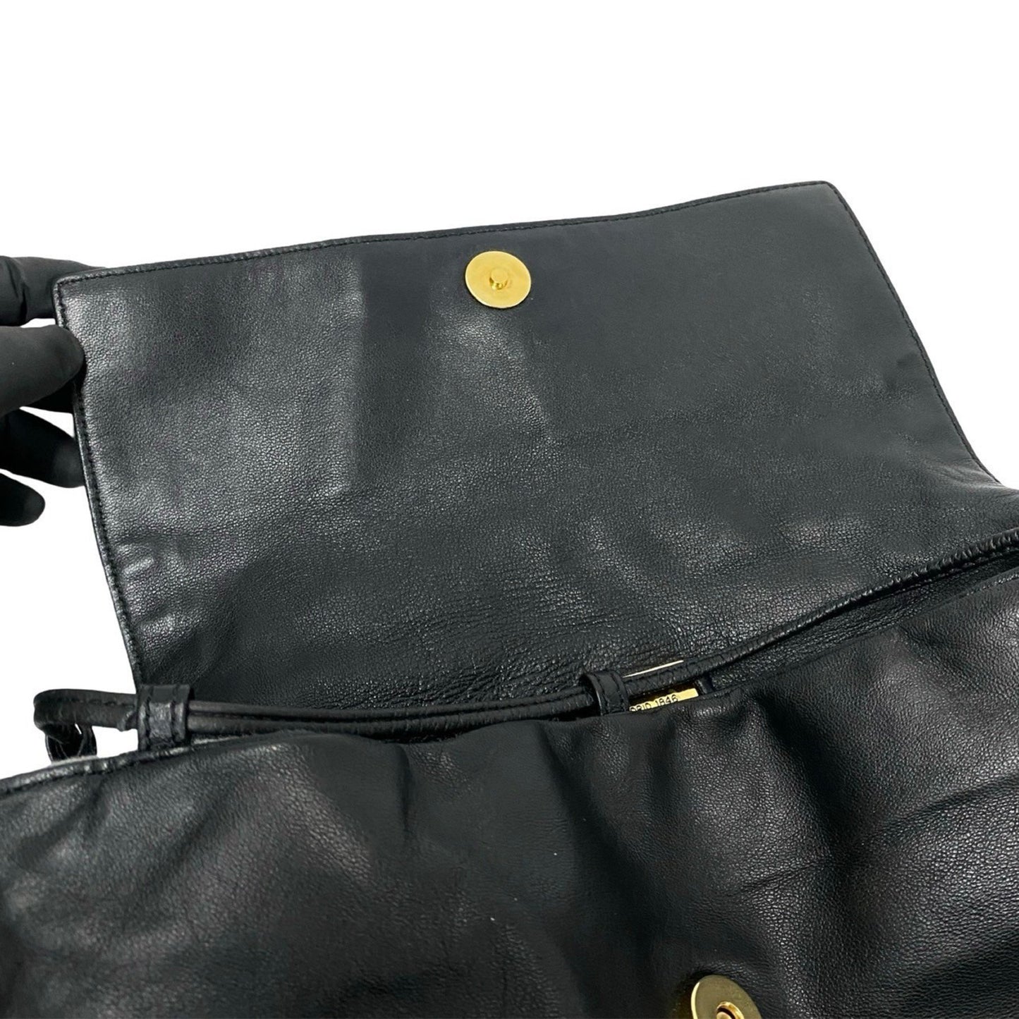 Loewe Vintage Anagram Logo Nappa Leather Shoulder Bag/Pochette/Sacoche In Black 11479