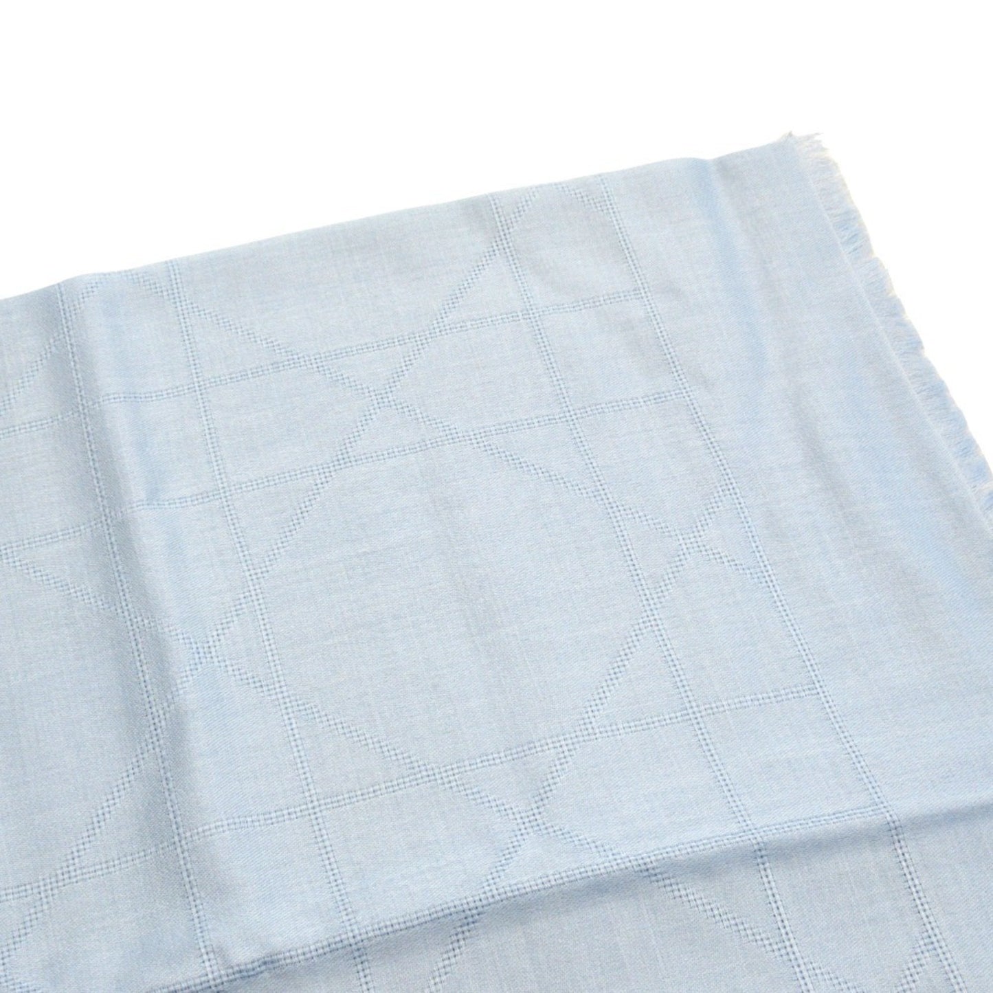Christian Dior Cannage Jacquard Large Stole/Scarf Shawl Silk Cashmere Blend Logo Blue