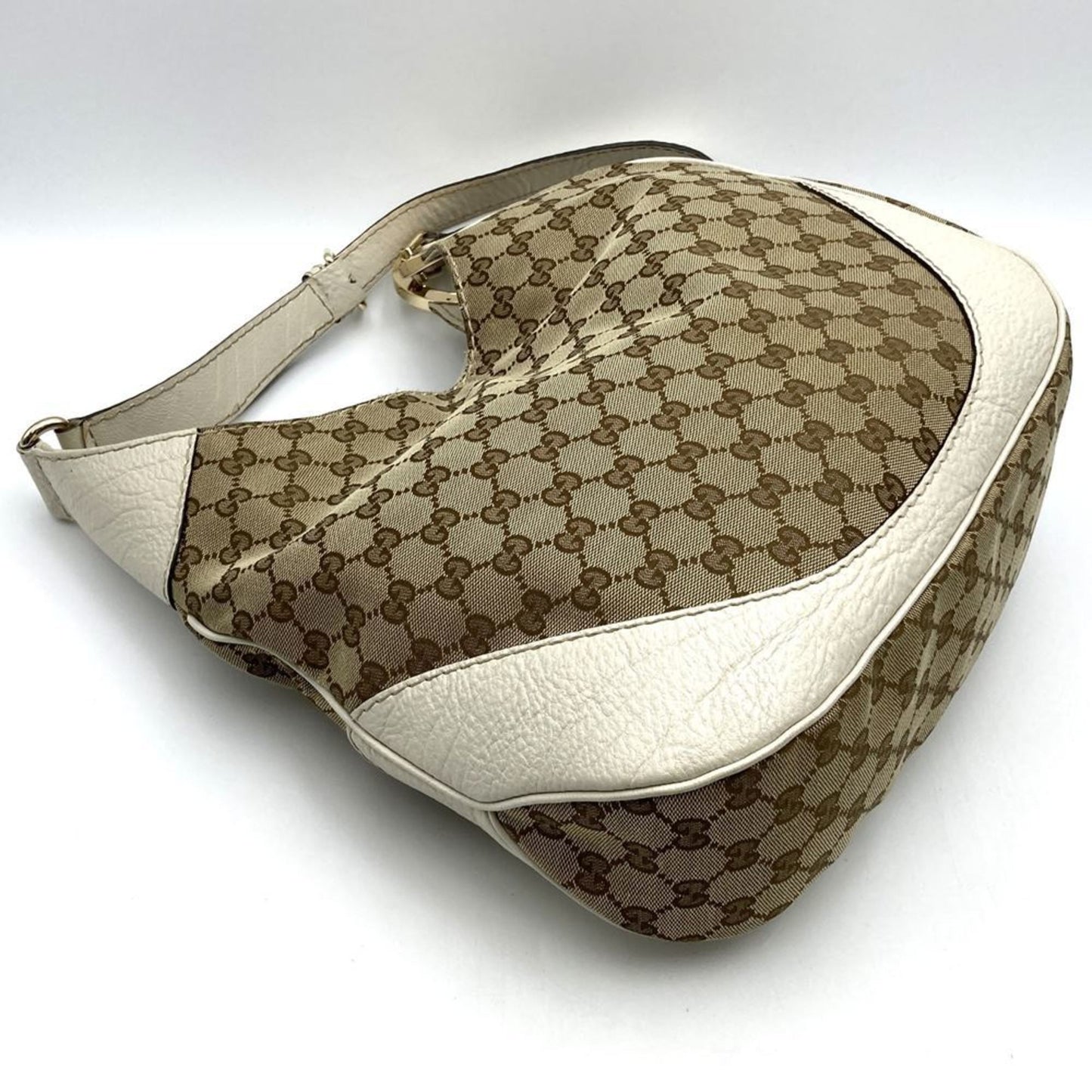 Gucci 203503 Shoulder Bag Gg Canvas Leather Beige