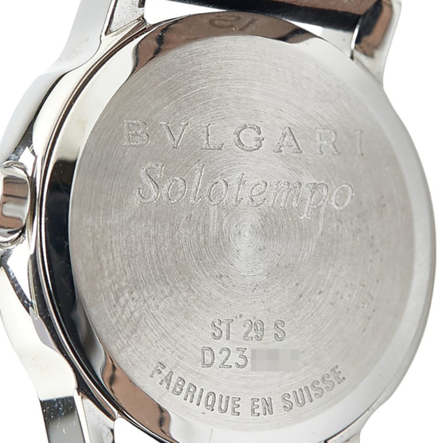Bvlgari Solotempo Watch St29S Quartz Black Dial Stainless Steel Leather