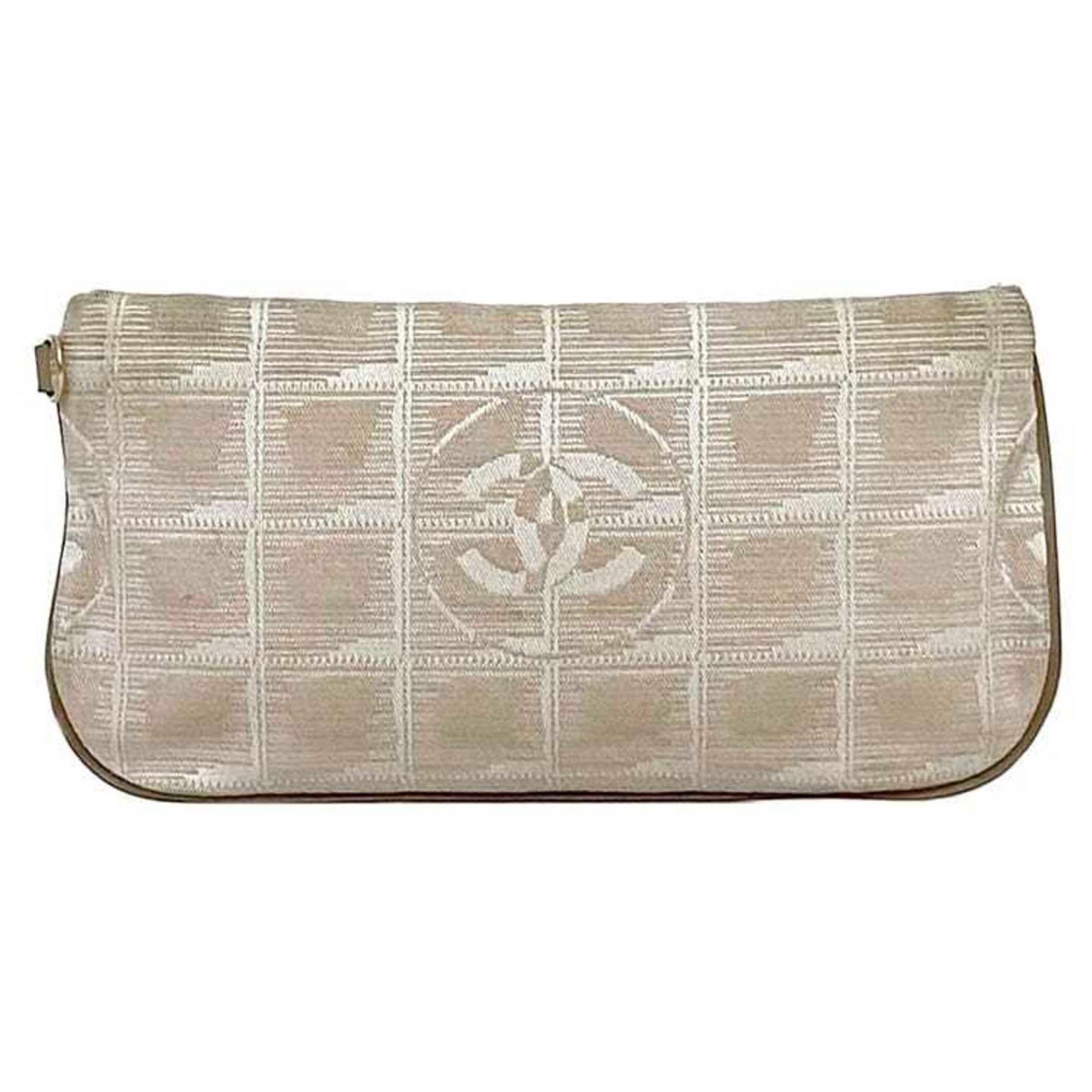 Chanel Pouch Ec-22567 Beige New Travel Line Nylon Leather 9068273 Chanel Coco Mark