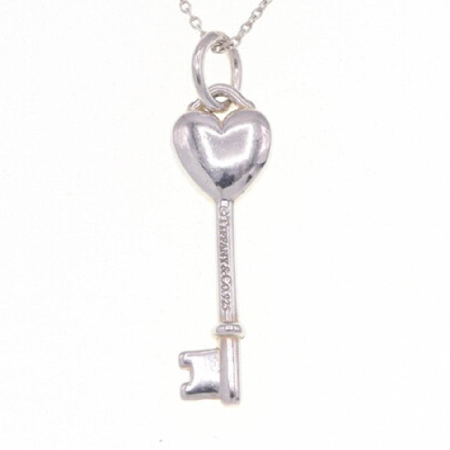 Tiffany Necklace Elsa Peretti Heart Key 1P Diamond Sv Sterling Silver 925 Pendant Choker