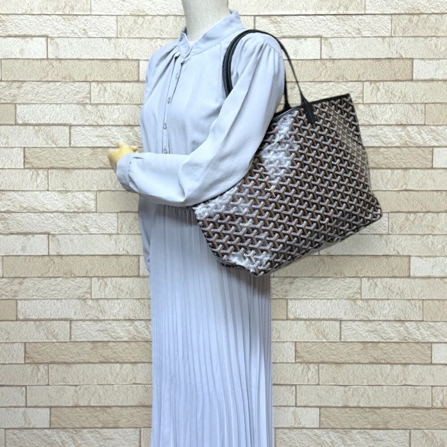 Goyard Saint Louis Pm Tote Bag Pvc Coated Canvas Black