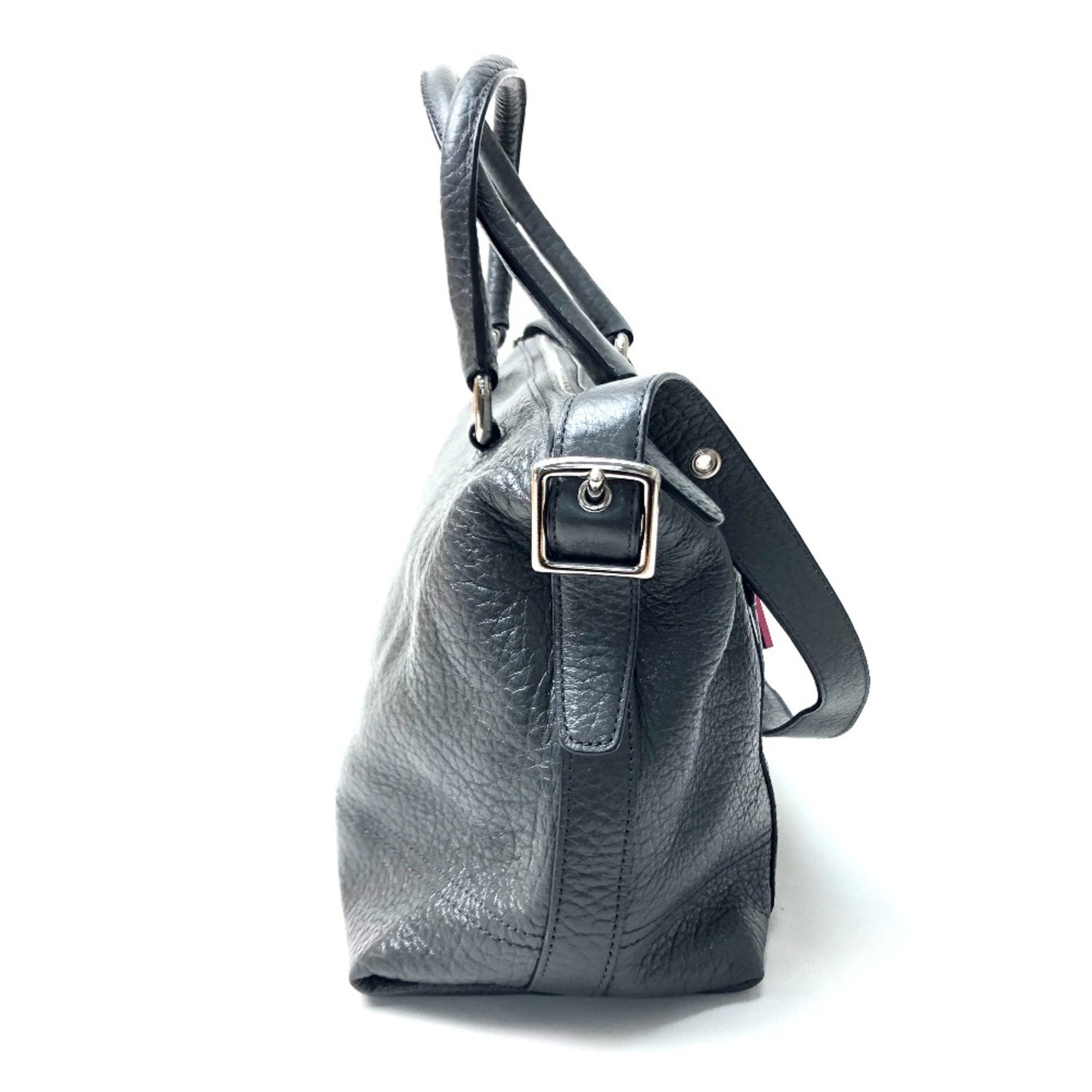 Coach 21140 Textured Legacy Bag Shoulder Bag Charcoal Gray Gray Fuchsia Pink