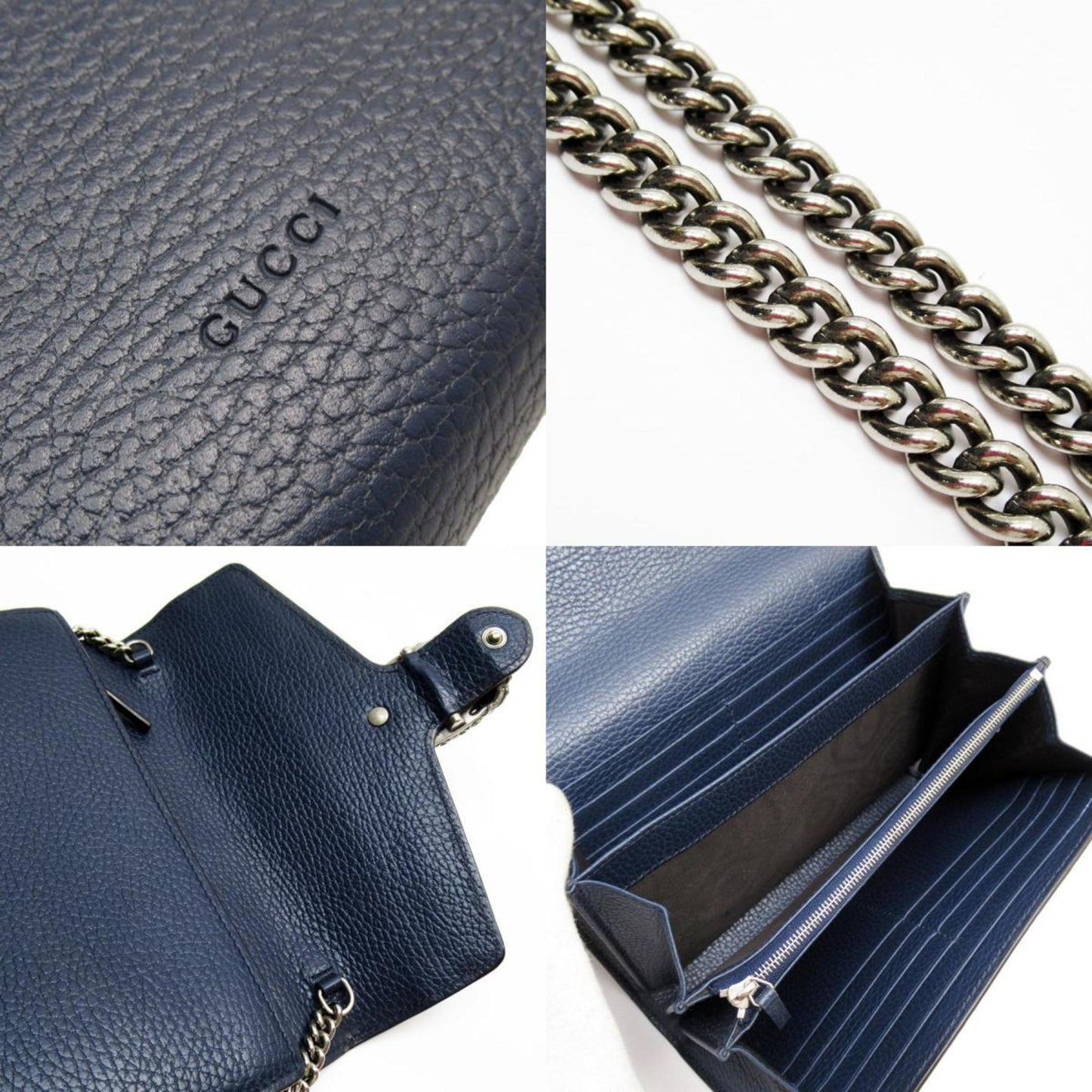 Gucci Dionysus Chain Wallet Leather Navy