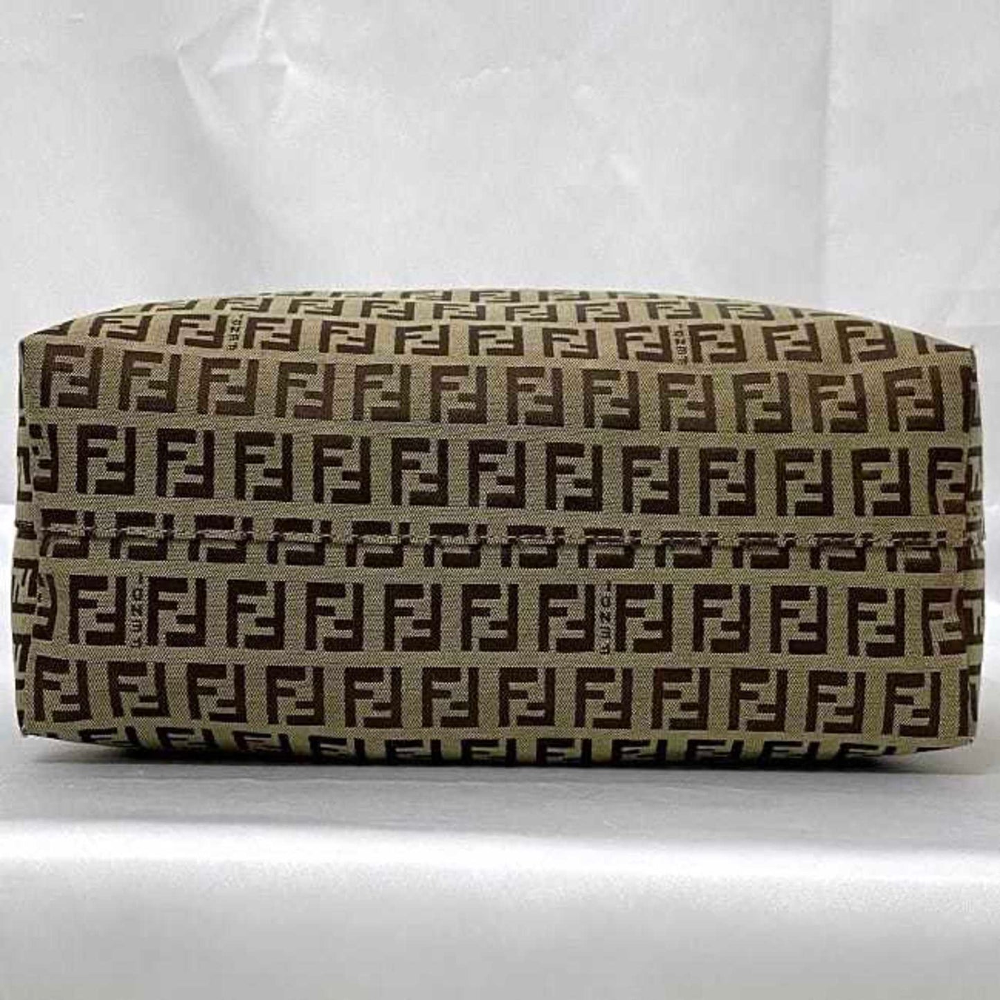 Fendi Tote Bag Ec-21844 Beige Brown Zucchino Canvas Leather Fendi Ff