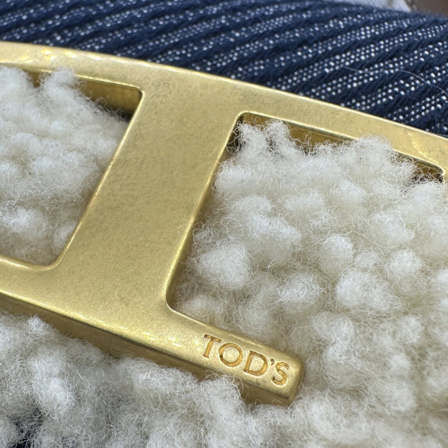Tod'S Tods Shoulder Bag T Timeless Denim Sheepskin Blue Navy