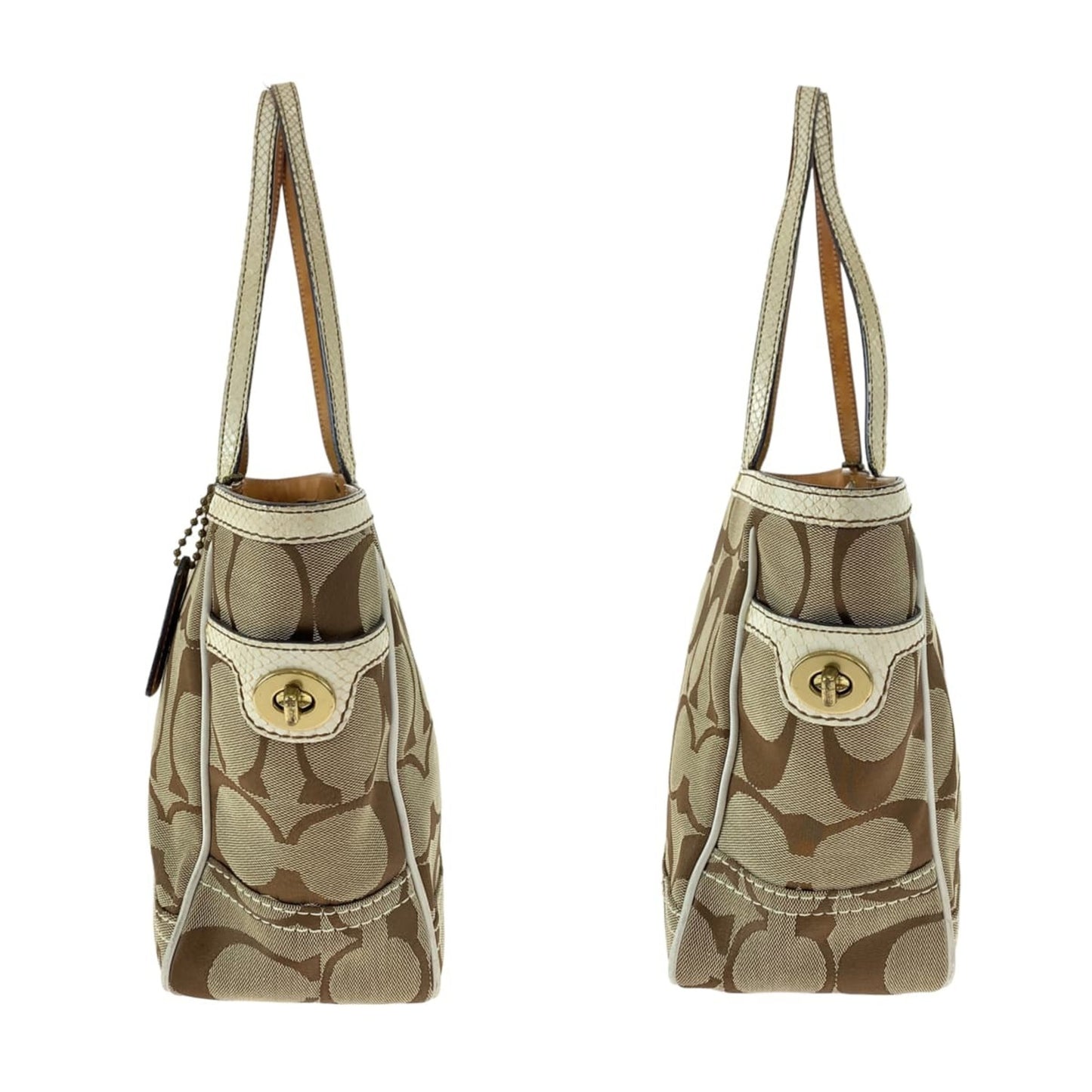 Coach Signature Embossed Beige Canvas 7874 Tote Bag Handbag
