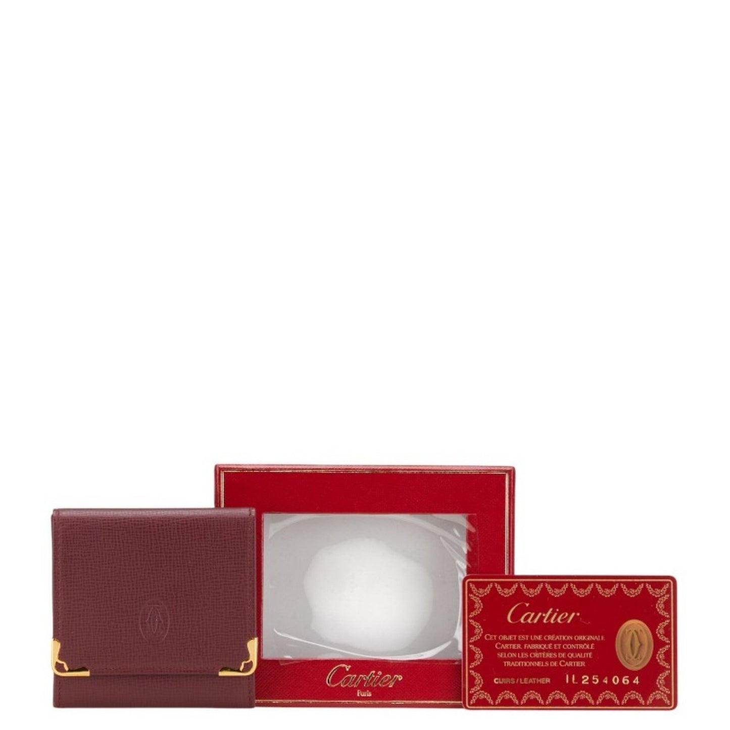 Cartier Must Line Wallet/Coin Case Wine Red Bordeaux Leather
