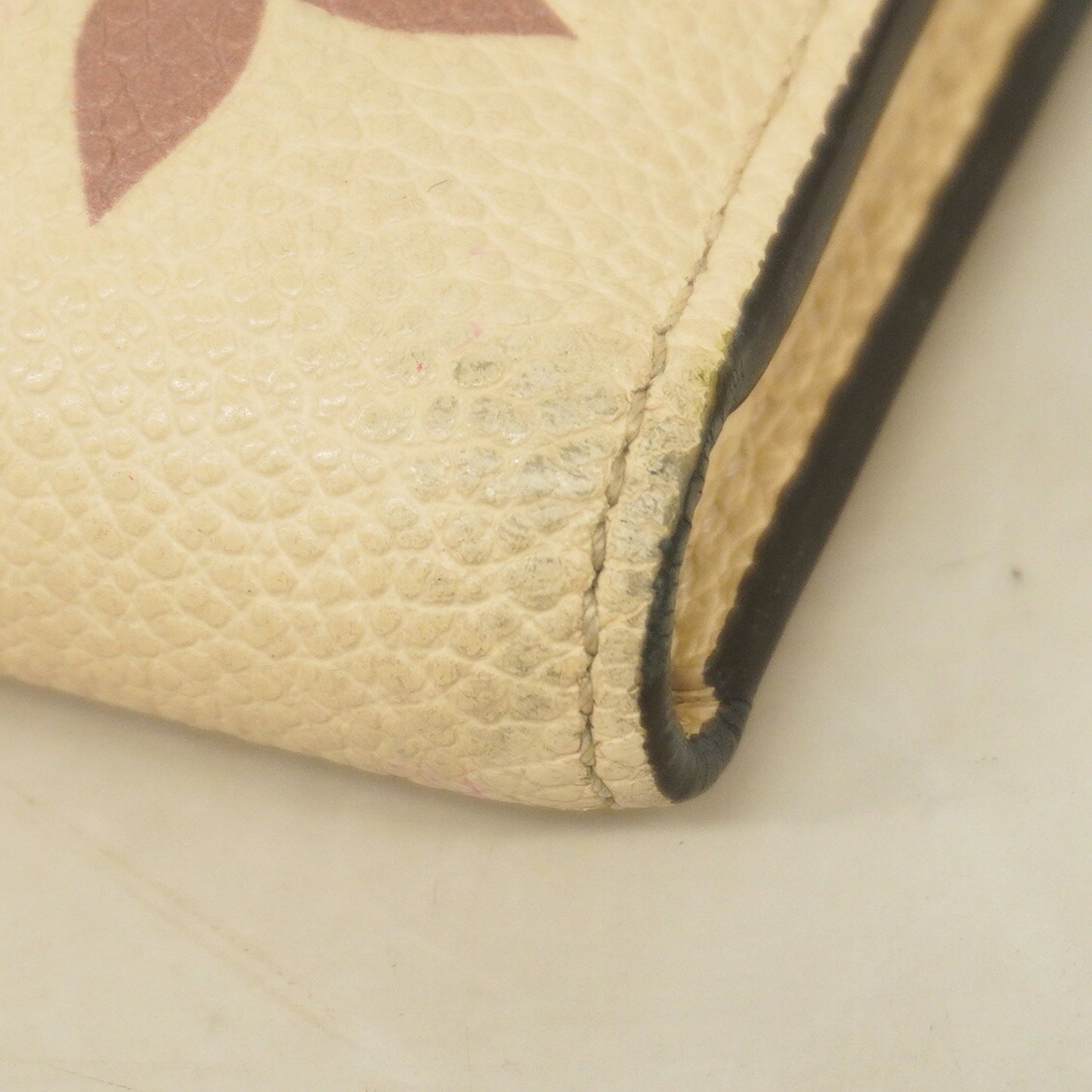 Louis Vuitton Monogram Empreinte Bicolor Tri-Fold Wallet Portefeuille Victorine M80086 Crme Bois De