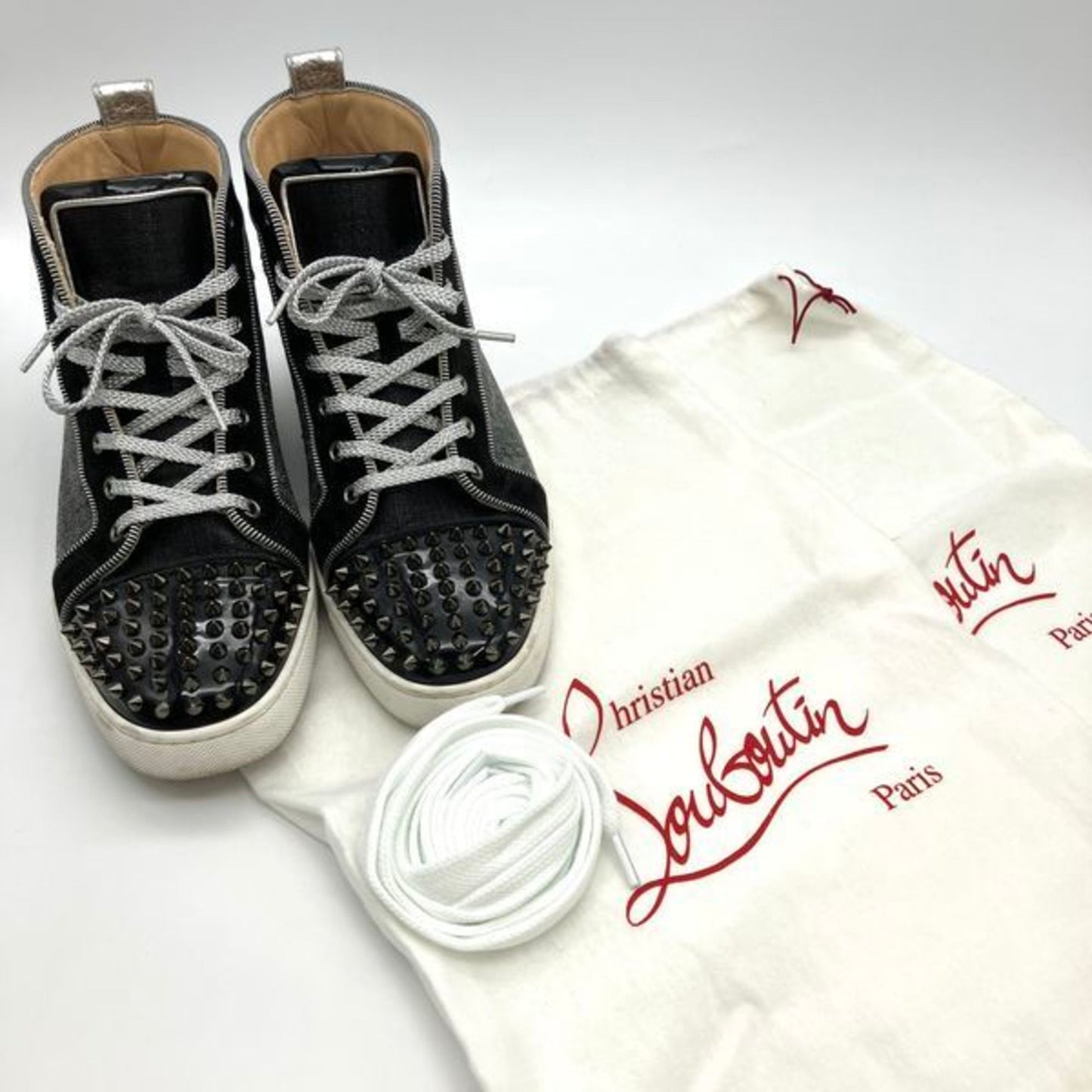 Christian Louboutin Louis Spike High Top Sneakers Black Size 42