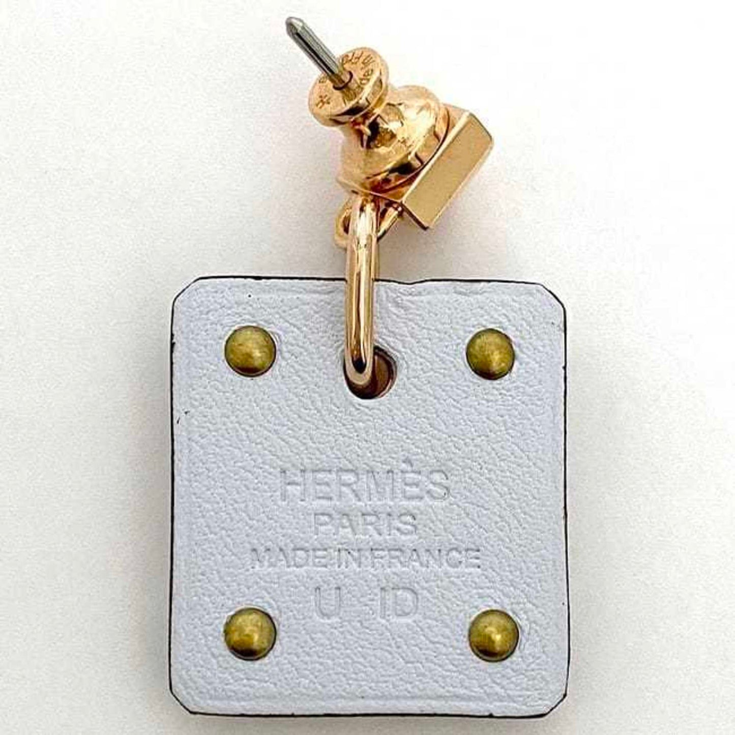 Hermes Earrings As Doucour F-22435 Pink Gold Light Blue Ace Of Hearts Heart Gp Leather Swift