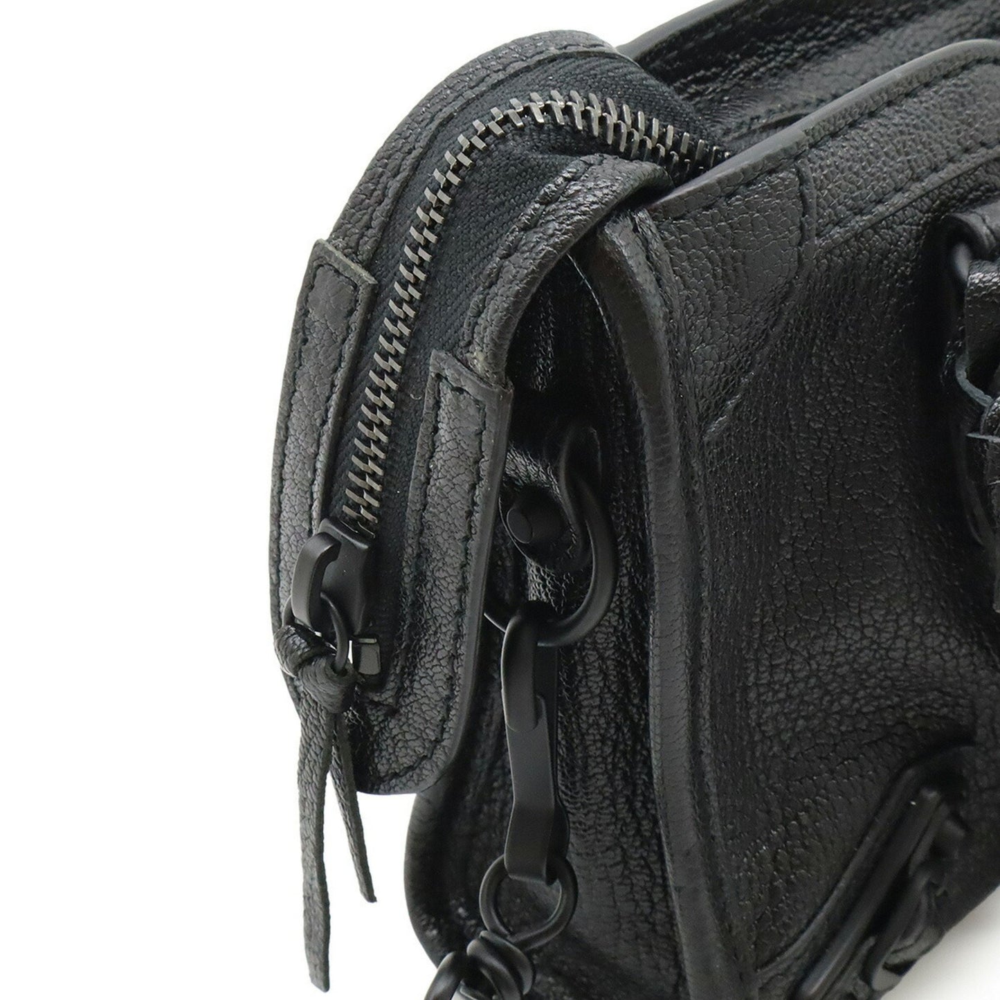 Balenciaga Classic Nano City Handbag/Shoulder Bag In Black Leather
