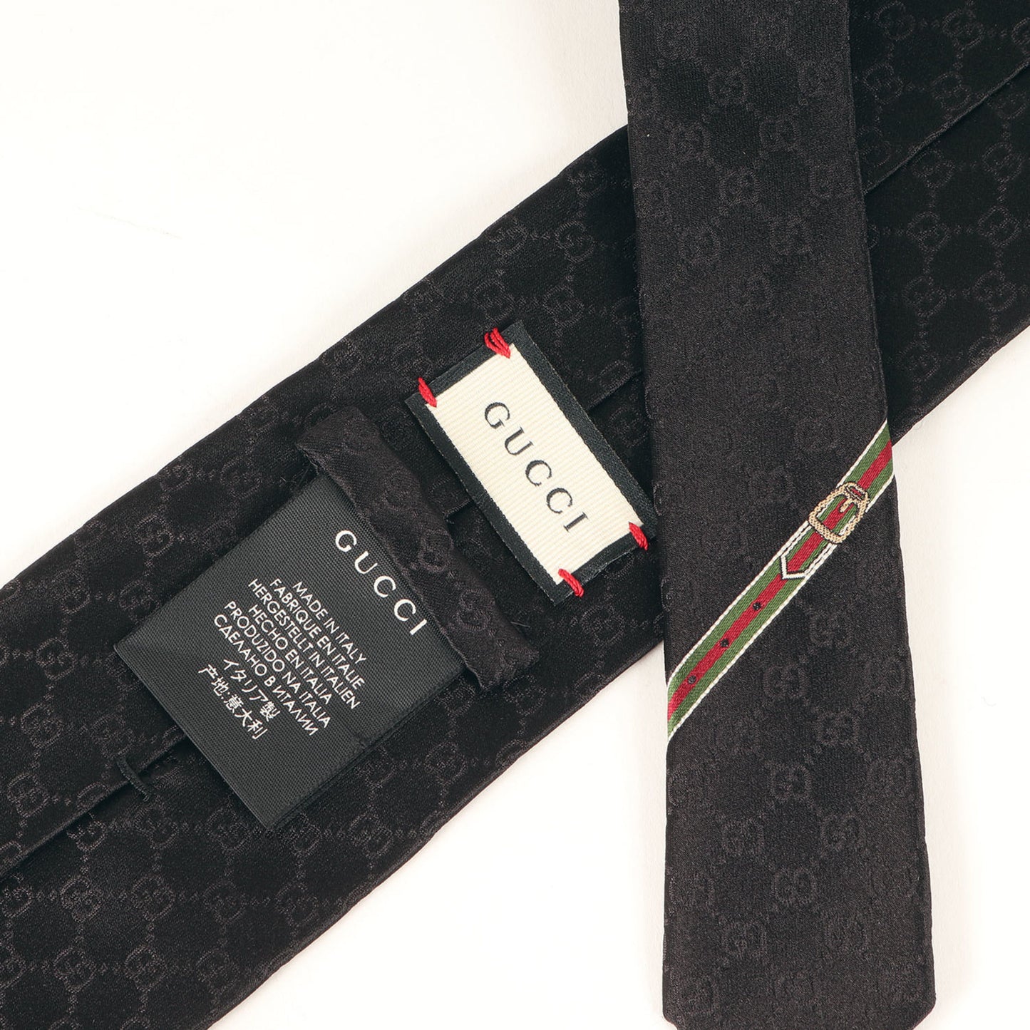 Gucci Gg Monogram Web Stripe Silk Tie
