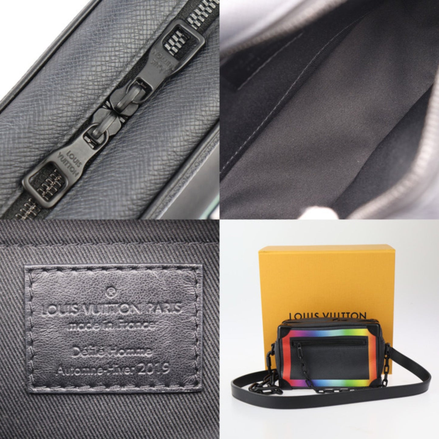 Louis Vuitton Louis Vuitton Mini Soft Trunk Taiga Shoulder Bag M30351 Leather Black Rainbow