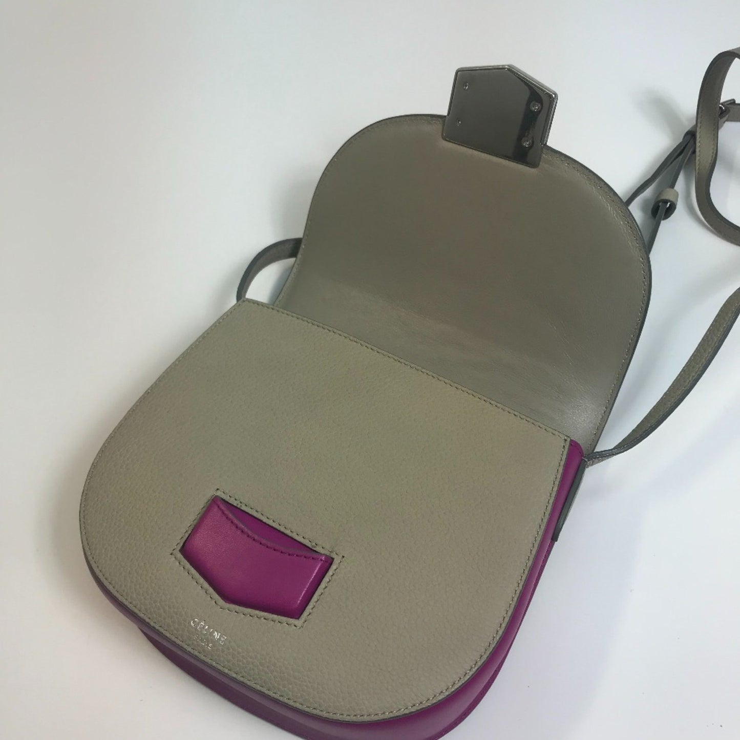 Celine Bicolor Bag Crossbody Shawl Shoulder Bag Gray X Purple Pink