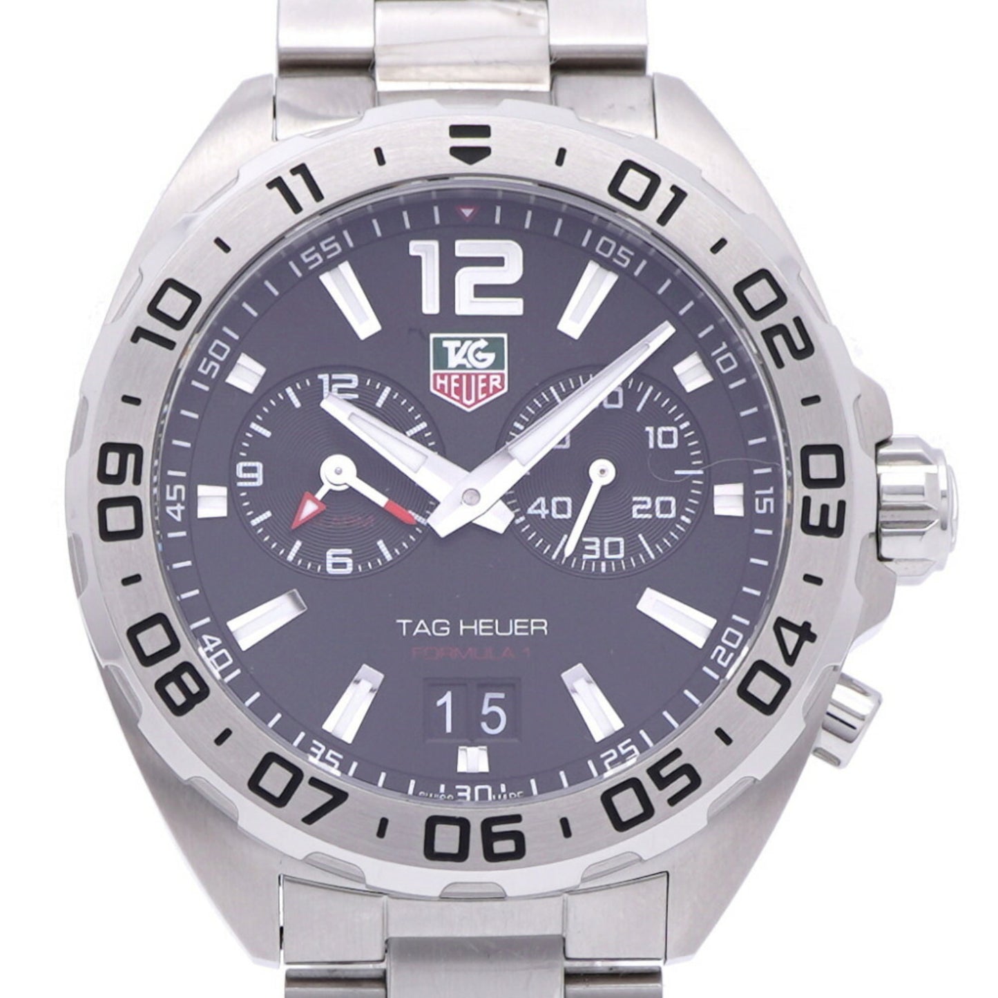 Like New Tag Heuer Formula 1 Alarm Waz111A Quartz Watch Stainless Steel Black Dial 1582Tag Heuer
