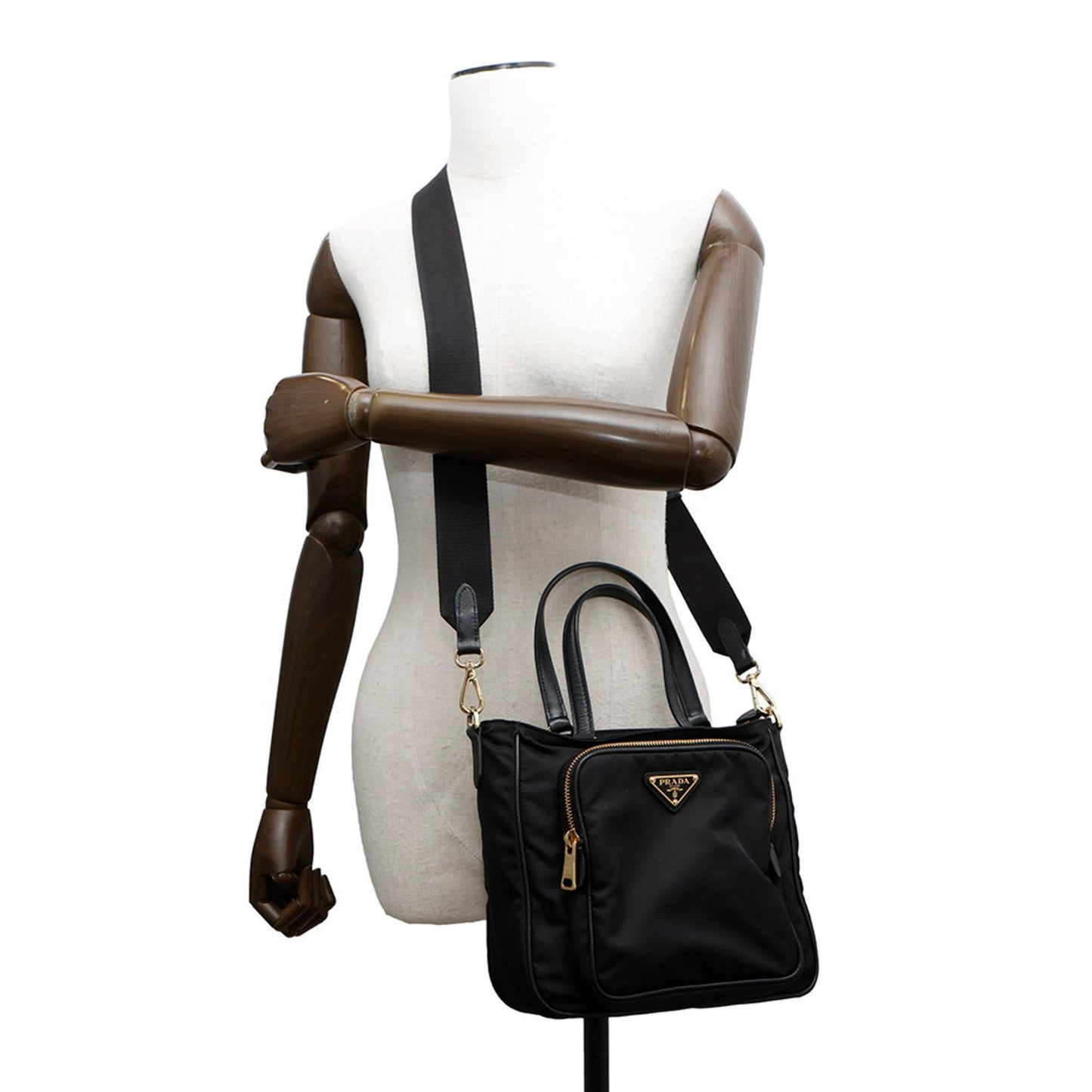 Prada Saffiano Nylon Handbag 1Bg308 Prada 2-Way Shoulder Bag Black