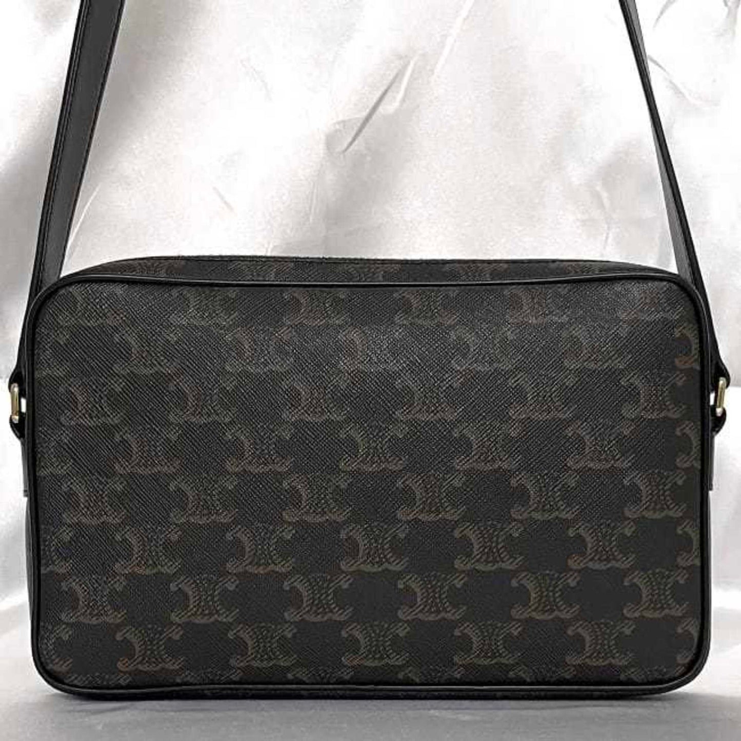 Celine Shoulder Bag Medium Black Triomphe F-20143 Pvc Leather Celine