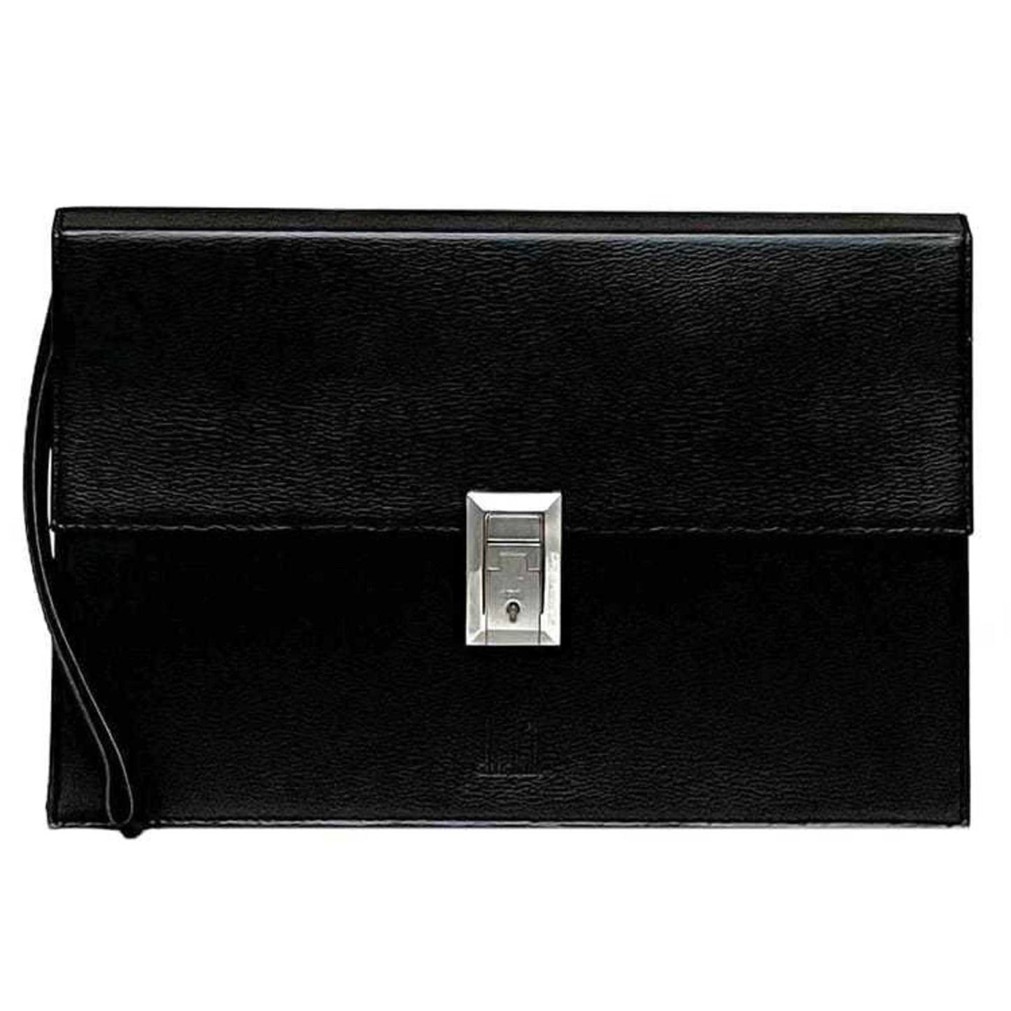 Dunhill Second Bag Ec-22830 Black Sidecar Leather Clutch Strap Flap