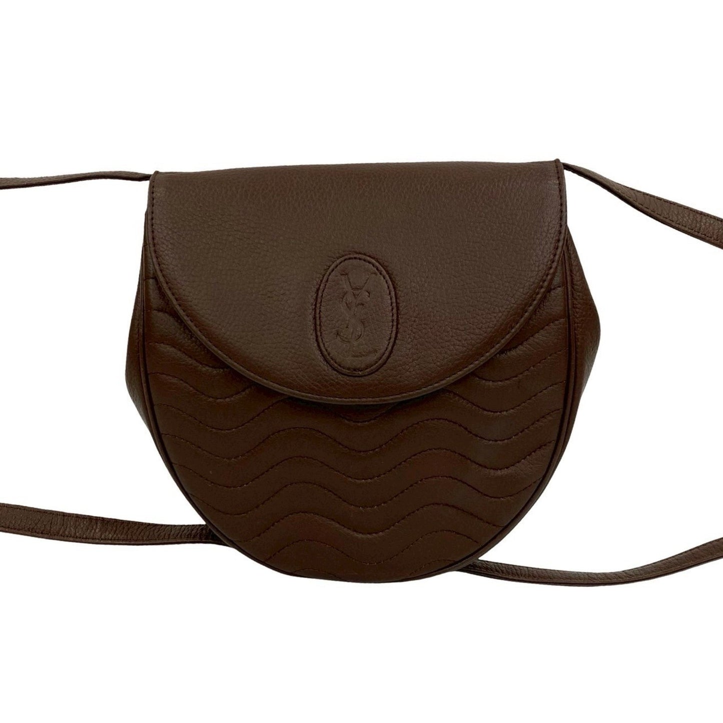 Yves Saint Laurent Ysl Logo Leather Shoulder Bag/Pochette In Brown