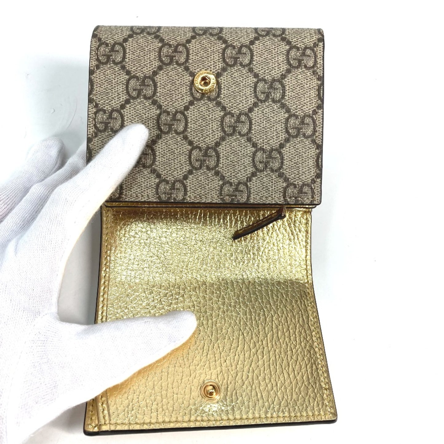 Gucci 598587 Compact Wallet Folded Wallet Gold Beige