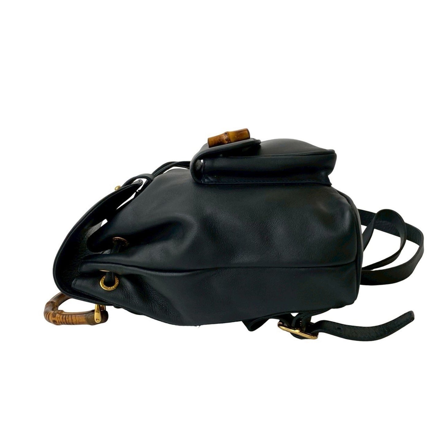 Gucci Bamboo Turnlock Leather Rucksack/Daypack In Dark Navy