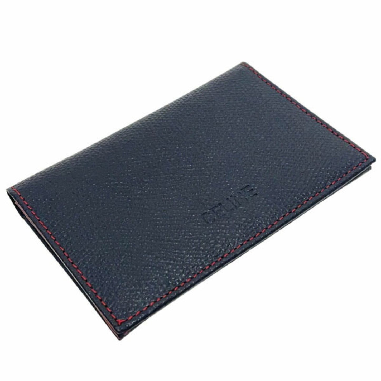 Celine Card Case Business Holder Leather Black Celine Bi-Fold Ic Id Pass Kk-11396