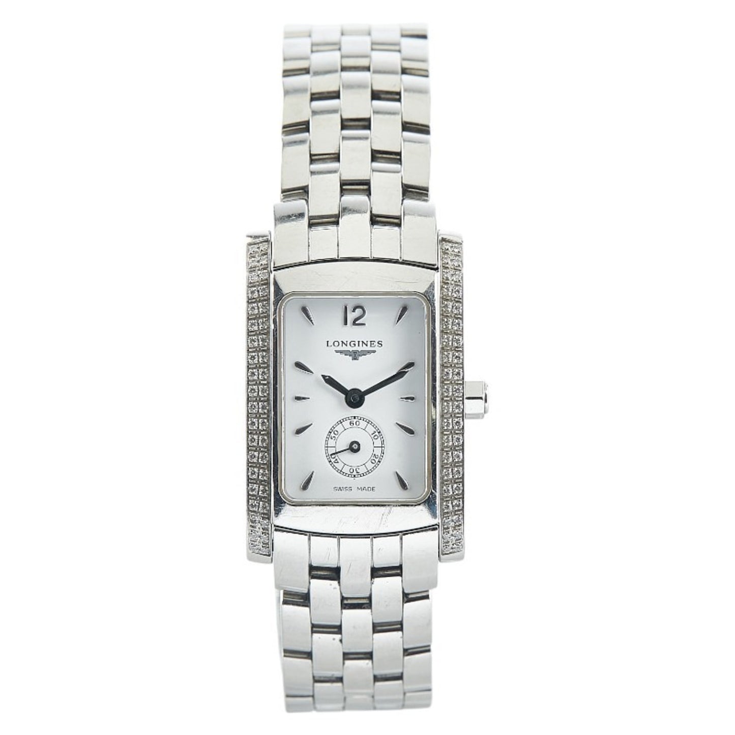 Longines Dolcevita Diamond Bezel Watch L5.155.0 Quartz White Dial Stainless Steel